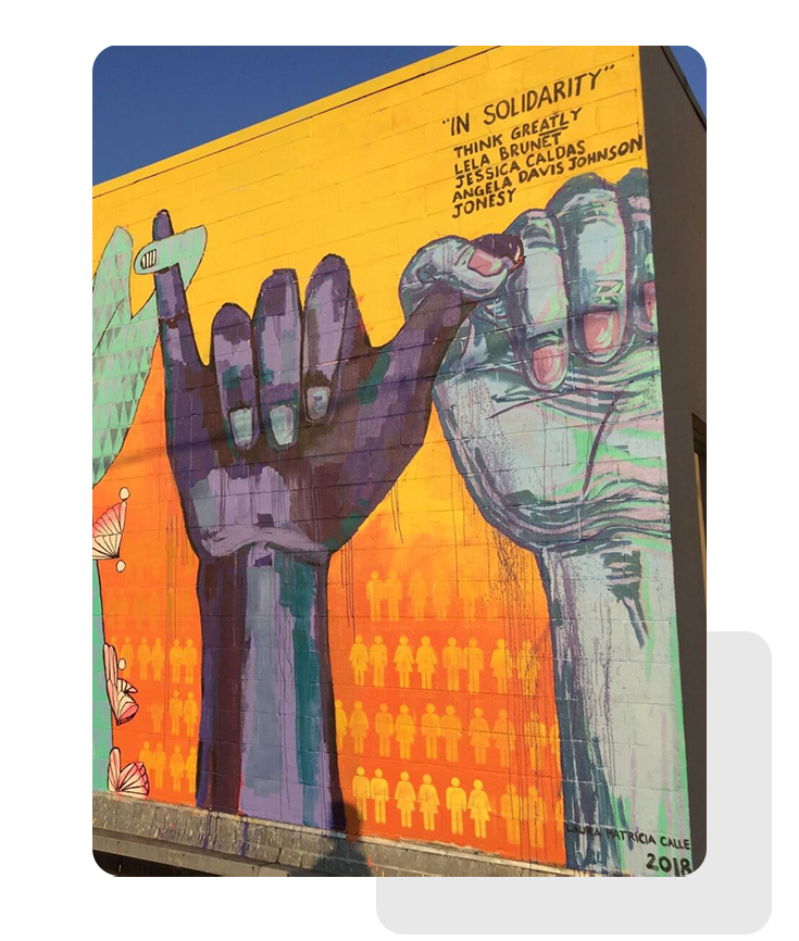 In Solidarity, a collaborative mural in Atlanta by Lauren Pallotta Stumberg, Lela Brunet, Jessica Caldas, Angela Davis Johnson, & Krista Jones. Image credit: Boston Review. hero-image