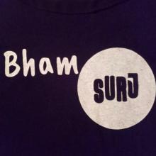 Bham SURJ logo - white text on black background